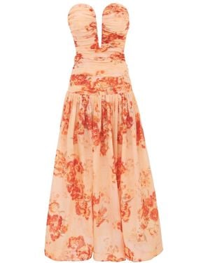 Zimmermann Cascadian Strapless Midi Dress - Orange