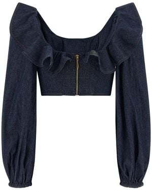 Zimmermann Aster Ruffled Top - Blue
