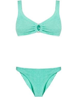 Hunza G Julia Ring-detail Crinkle Bikini - Green