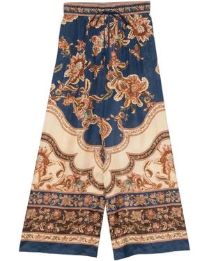Zimmermann Aster Floral-print Drawstring Trousers - Blue