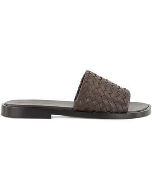 Bottega Veneta Elio Intrecciato Leather Sandals - Brown