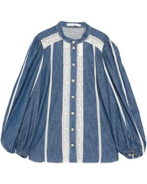 Zimmermann Elegant High Neckline Button-Down Top Size 0 - Blue