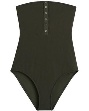 TOTEME Ribbed Strapless Swimsuit - Green
