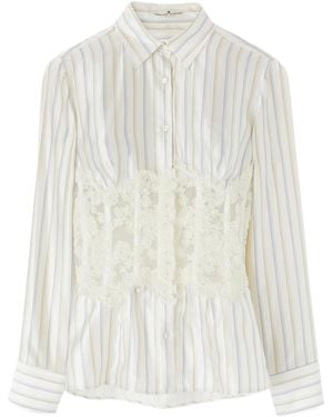 Ermanno Scervino Striped Lace-insert Shirt - White