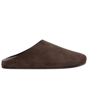 The Row Hudson Slide In Suede And Shearling - Brown