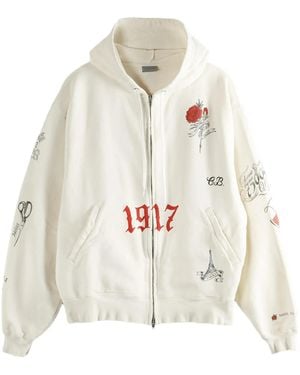 Balenciaga Tattoo Graphic-print Zip-up Hoodie - White