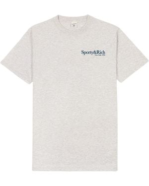 SPORTY&RICH Run Club T-shirt - Heather Gray/navy - White