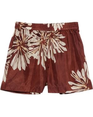 Brunello Cucinelli Floral Silk Shorts - Red