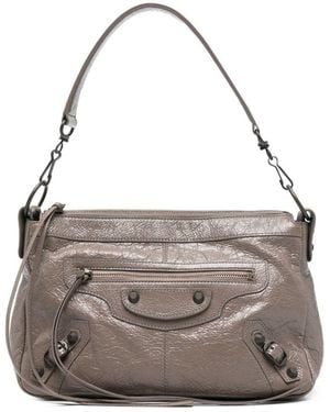 Balenciaga Medium Le City Moto Shoulder Bag - Grey