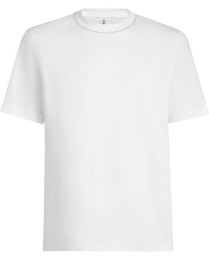 Brunello Cucinelli Cotton Jersey T-shirt With Piping - White