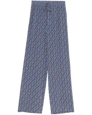Ermanno Scervino Floral-print Trousers - Blue