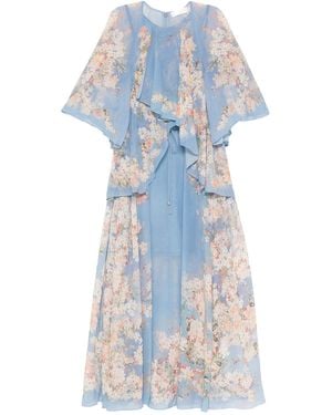 Zimmermann Floral-print Ruffled Dress - Blue