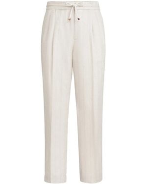 Brunello Cucinelli Linen Paint Trousers For - White