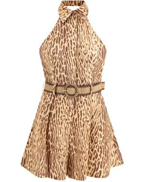 Zimmermann Halterneck Leopard-print Mini Dress - Natural