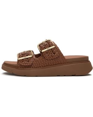 Fitflop Gen-Ff Woven Two-Bar Slides Pu, Terracotta, Size: Uk - Brown