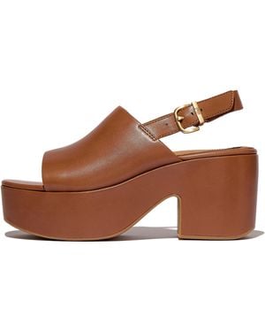 Fitflop Women Platfforms Leather Heeled Back-strap Sandals, Markdown - Brown