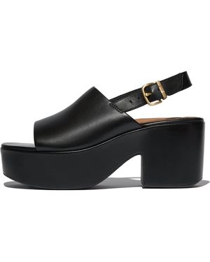 Fitflop Women Platfforms Leather Heeled Back-strap Sandals, Markdown - Black