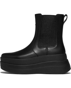 Fitflop F-Mode Stack Leather Chelsea Boots Leather/Poly - Black