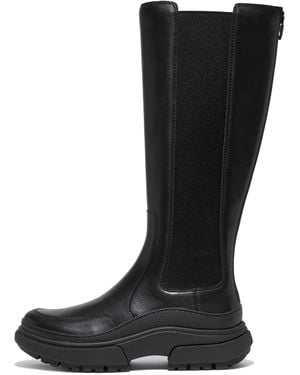 Fitflop Wylder Leather Tall Chelsea Boots Leather/Elastic - Black