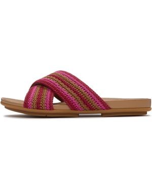 Fitflop Gracie Stripe-Webbing Cross Slides - Red