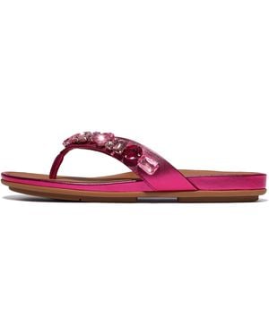 Fitflop Women Gracie Jewel-deluxe Metallic-leather Flip-flops - Pink