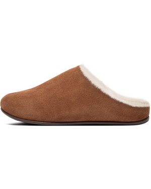 Fitflop Chrissie Shearling Open Back Slippers - Brown