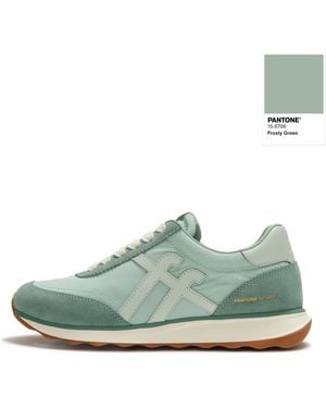 Fitflop Retro-Q X Pantone Suede Trainers Frosty, Size: Uk - Green