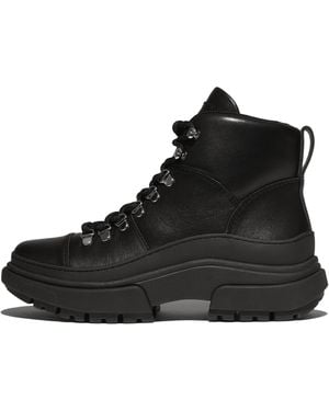 Fitflop Women Wylder Leather Hiker-lace Boots Leather/rubber - Black