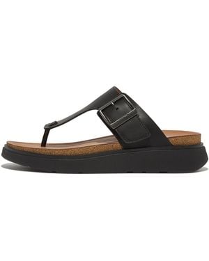 Fitflop Gen-Ff Buckle Leather Toe-Post Sandals - Black