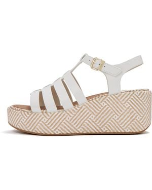 Fitflop Platfforms Graphic-Weave Leather Fisherman Wedge Sandals - Metallic