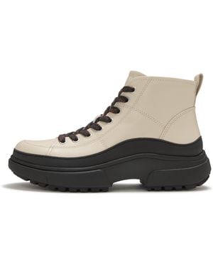 Fitflop Wylder Leather Lace-Up Boots, Taupe, Size: Uk - Black