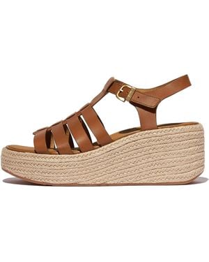 Fitflop Women Platfforms Espadrille Leather Fisherman Wedge Sandals - Brown