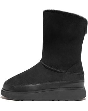 Fitflop Gen-Ff Short Double-Faced Shearling Boots - Black