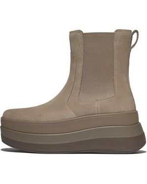 Fitflop F-Mode Stack Suede Chelsea Boots - Brown