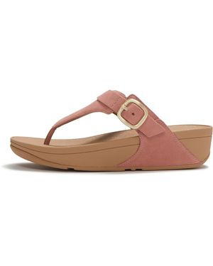 Fitflop Lulu Buckle Suede Toe-Post Sandals - Brown