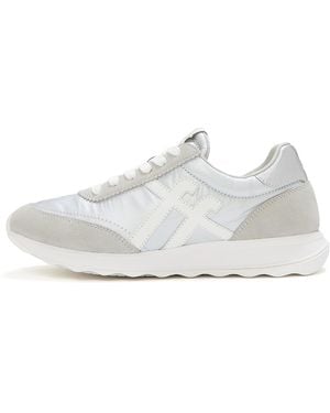 Fitflop Retro-Q Metallic-Fabric/Suede Trainers - White