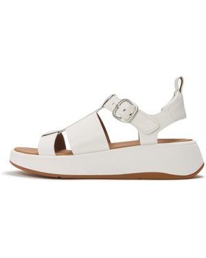 Fitflop F-mode Leather Flatform Fisherman Sandals - White