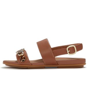 Fitflop Gracie Ultra-Jewel Leather Back-Strap Sandals - Brown