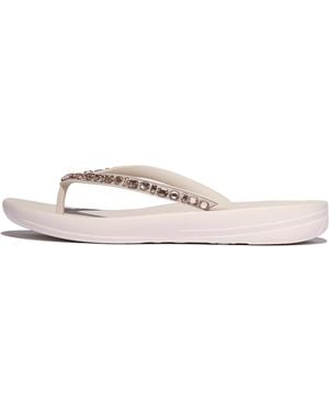 Fitflop Women Iqushion Multi-crystal Ergonomic Flip-flops Rubber With Crystals, Markdown - White