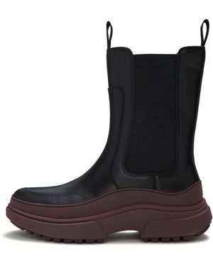 Fitflop Wylder Chelsea Leather High Boots, /Cocoa, Size: Uk - Black