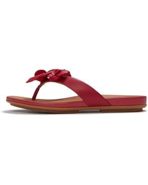 Fitflop Gracie Flower Leather Flip-Flops - Red