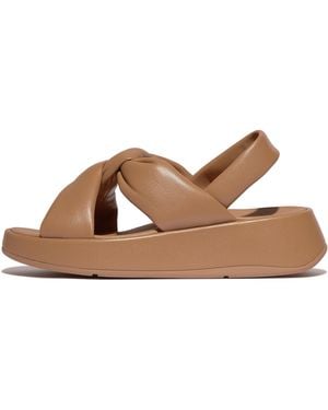 Fitflop Women F-mode Knot Soft-leather Flatform Back-strap Sandals, Markdown - Brown