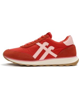 Fitflop Retro-Q Fabric/Suede Trainers - Red