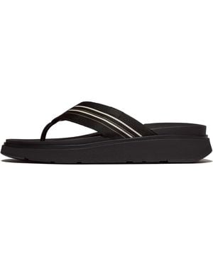 Fitflop Gen-Ff Stripy-Webbing Flip-Flops Leather/Poly - Black