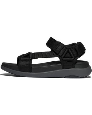 Fitflop F-mode Go Mens Adjustable Webbing Back-strap Sandals Polyester Webbing Nylon - Black