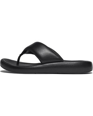 Fitflop Women Iqushion D-luxe Padded Leather Toe-post Sandals, Markdown - Black