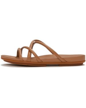 Fitflop Gracie Leather Strappy Slides - Brown