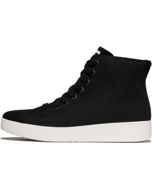 Fitflop Women Rally Canvas Mid-top Trainers Cotton Polyester Webbing, Markdown - Black