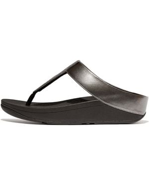 Fitflop Fino Glitterdust Metallic Toe-Post Sandals Faux Leather Microfibre - Brown