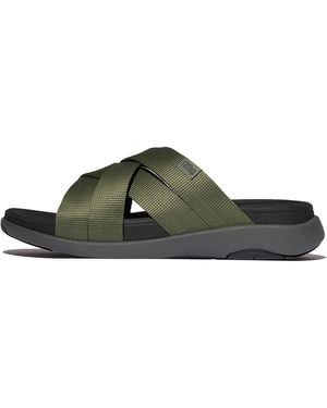 Fitflop F-mode Go Mens Webbing Strappy Slides Polyester, Markdown - Green